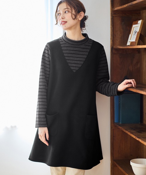 ★秋冬★新品★ダンスウィズドラゴン★ウール混ハーフジップワンピース★BK Viola e Viola（ヴィオラ エ ヴィオラ） ワンピース あったか裏起毛