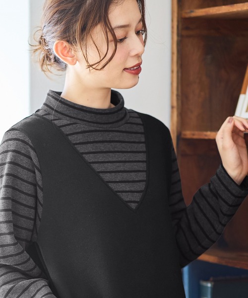 ワンピース yuka0830 セール】【MyStandard】レイヤードライクニットワンピース（ワンピース