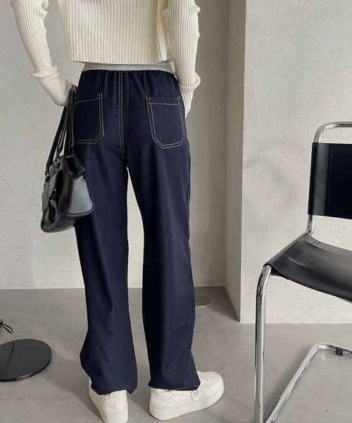 Ada. ジーンズ デニム デニムパンツ スウェット レイヤード風