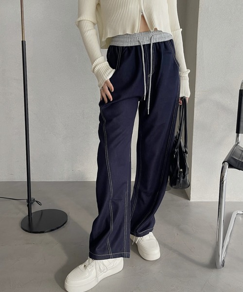 Ada. ジーンズ デニム デニムパンツ スウェット レイヤード風 ステッチ