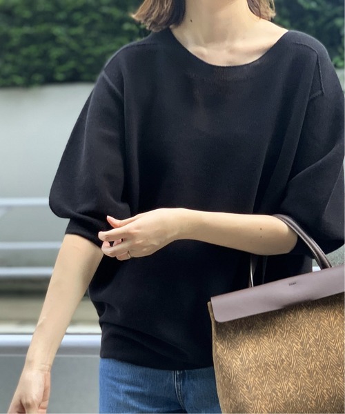 「SLOBE IENA」 半袖ニット FREE ブラック レディース SLOBE IENA 「SLOBE IENA」 半袖ニット FREE ブラック