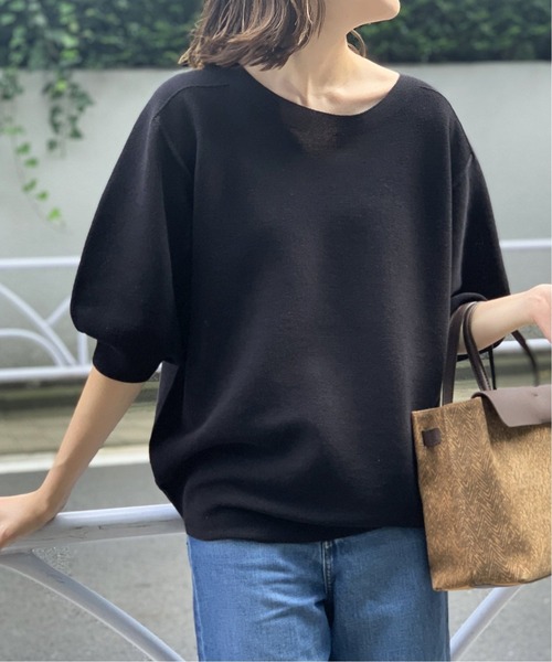 「SLOBE IENA」 半袖ニット FREE ブラック レディース SLOBE IENA 「SLOBE IENA」 半袖ニット FREE ブラック