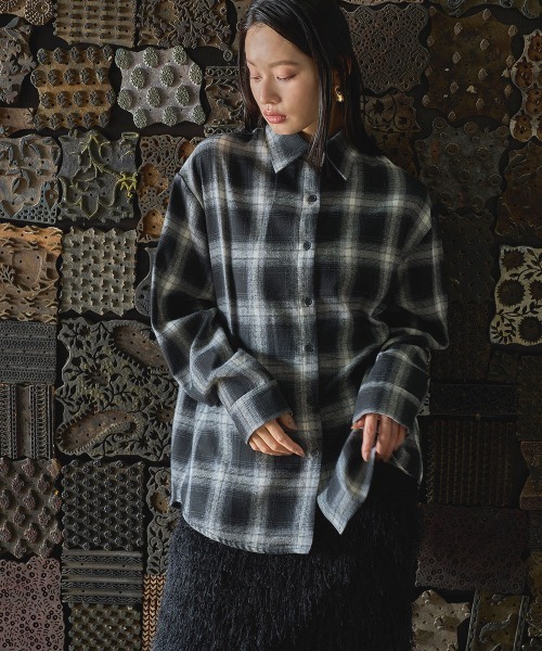ブラウス シャツ OMBRE CHECK SHIRTS レディース