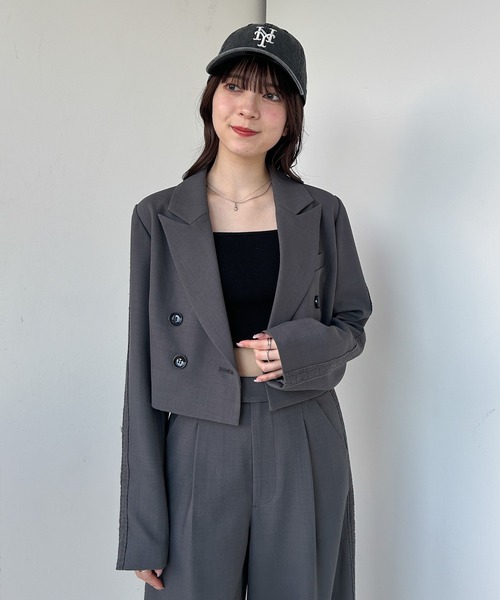 Heather ジャケット テーラードジャケット ラインレースショート