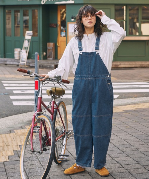 サロペット オーバーオール カーブシルエット デニムサロペット