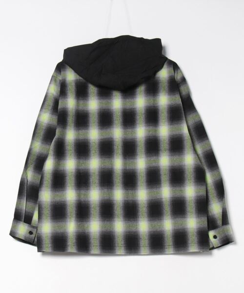 シャツ a.p.o.v. オンブレチェックフーディーネルシャツジャケット