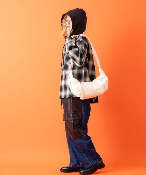 シャツ a.p.o.v. オンブレチェックフーディーネルシャツジャケット