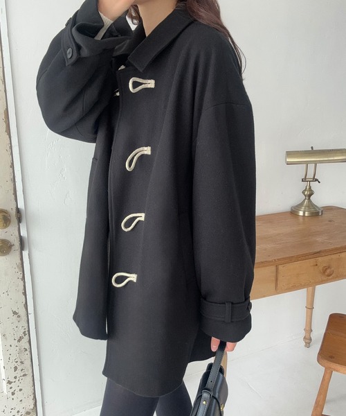 「LAUIR」 ダッフルコート LARGE ブラック レディース_画像3