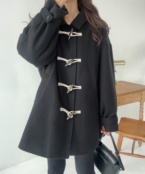 「LAUIR」 ダッフルコート LARGE ブラック レディース_画像4