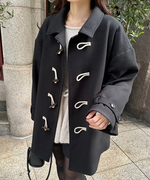 「LAUIR」 ダッフルコート LARGE ブラック レディース_画像6