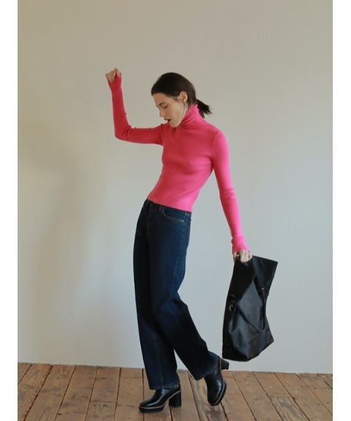 「AMAIL」 タートルネックニット FREE ピンク レディース_画像3