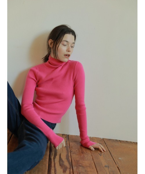 「AMAIL」 タートルネックニット FREE ピンク レディース_画像5