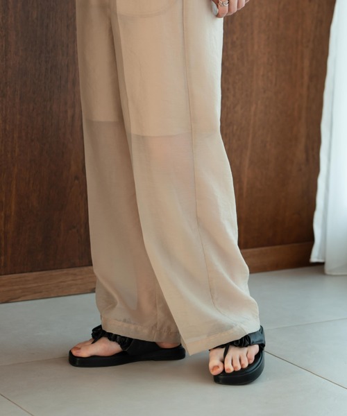 hinari シアーチェックパンツ LOWRYS FARM｜シアーチェックワイドパンツ | Rakuten Fashion