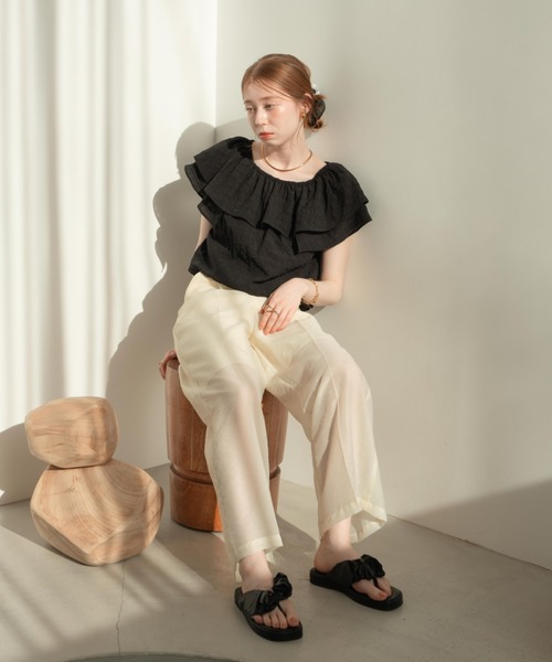 hinari シアーチェックパンツ hinari シアーチェックパンツ ブラックXS SS - メルカリ