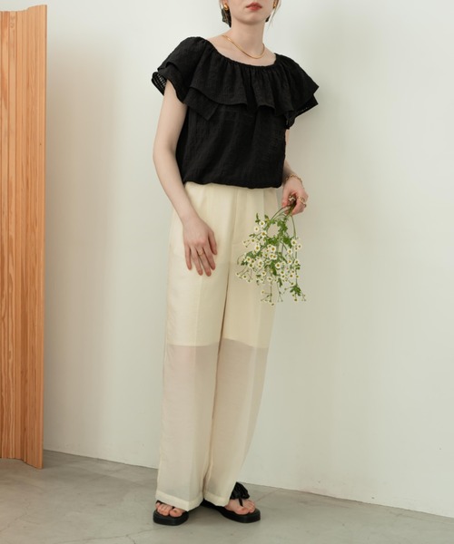 hinari パンツ シアーセンタープレスパンツ レディース