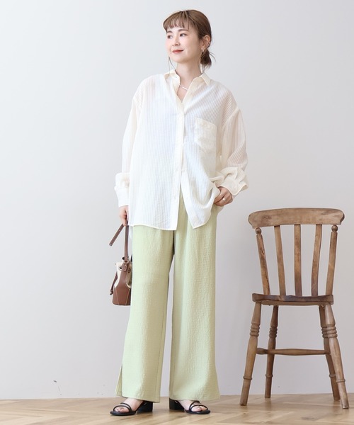 ブラウス シャツ シャドーストライプシアーシャツ レディース AMERICAN HOLIC ブラウス シャツ シャドーストライプオーバー