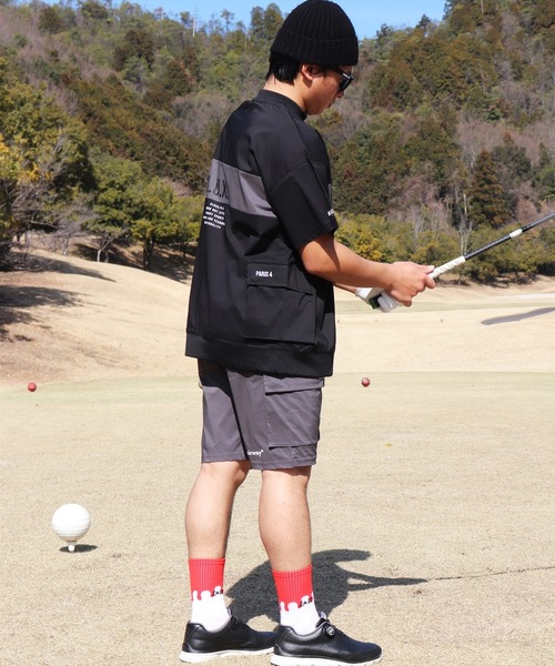 tシャツ (RM)「LUXE/R GOLF」ストレッチ クロス パネル切り替え カーゴポケット プルオーバー 半袖 シャツ メンズ_5