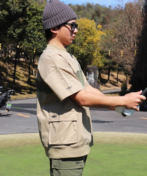tシャツ (RM)「LUXE/R GOLF」ストレッチ クロス パネル切り替え カーゴポケット プルオーバー 半袖 シャツ メンズ_12