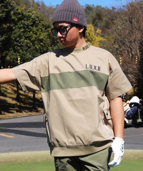 tシャツ (RM)「LUXE/R GOLF」ストレッチ クロス パネル切り替え カーゴポケット プルオーバー 半袖 シャツ メンズ_16