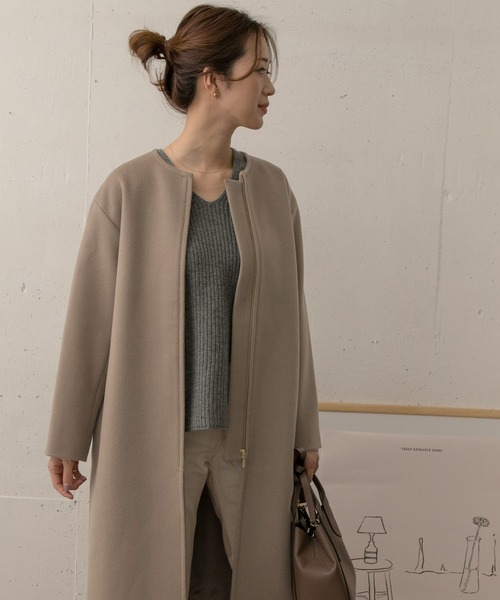 「URBAN RESEARCH DOORS」 ノーカラーコート ONE ブラウン レディース