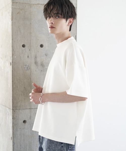 ASTRONOMY tシャツ 接触冷感 ポンチモックネック半袖カットソー メンズ