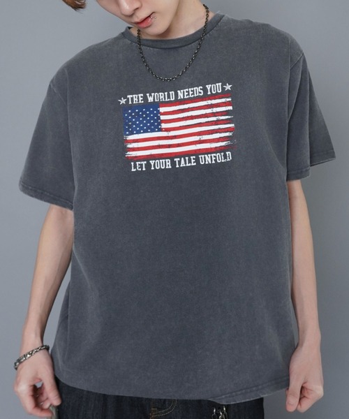 SPINNS tシャツ ヴィンテージライクプリントロゴTシャツ/USA
