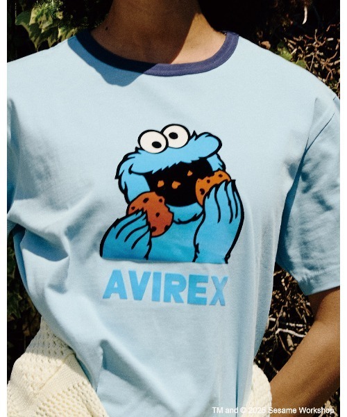 tシャツ 「SESAME STREET meets AVIREX」RINGER T-SHIRT レディース SESAME STREET tシャツ 「SESAME meets AVIREX」RINGER T-SHIRT