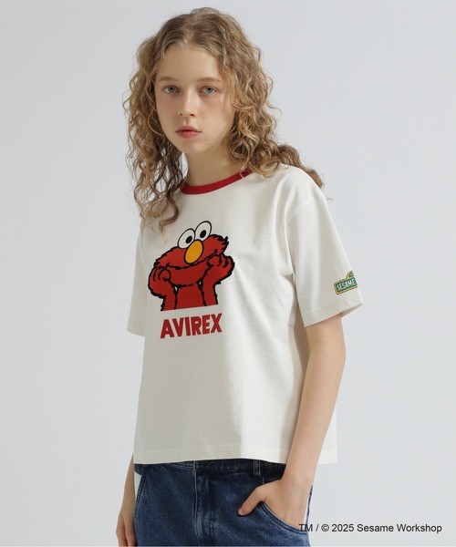 tシャツ 「SESAME STREET meets AVIREX」RINGER T-SHIRT レディース SESAME STREET tシャツ 「SESAME meets AVIREX」RINGER T-SHIRT