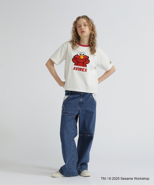 tシャツ 「SESAME STREET meets AVIREX」RINGER T-SHIRT レディース SESAME STREET tシャツ 「SESAME meets AVIREX」RINGER T-SHIRT