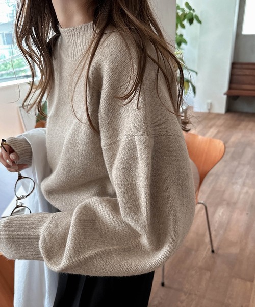 I⭐︎ jun mikami ベージュ ニットセーター 長袖 andme（アンドミー） 長袖ニット F(M) ベージュ レディース : ZOZOTOWN