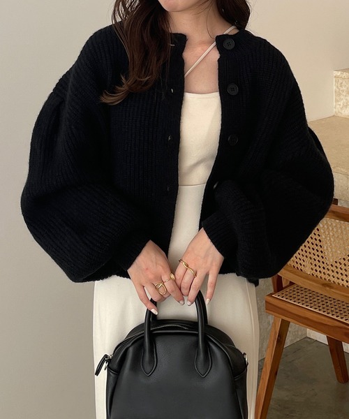 「JUNOAH」 ニットカーディガン FREE ライトブラウン レディース_画像2