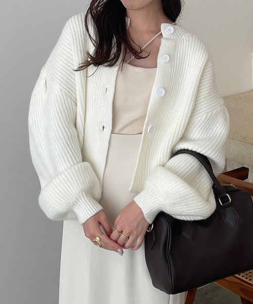 「JUNOAH」 ニットカーディガン FREE ライトブラウン レディース_画像7