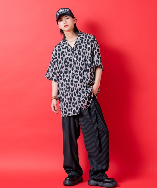 シャツ 半袖 a.p.o.v. レオパードビッグシルエット開襟シャツ メンズ