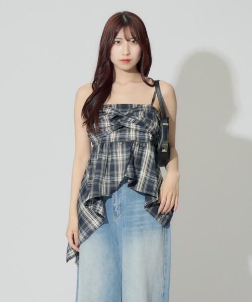 ALLuRing ChaRm キャミソール Check Ribbon Camisole Dress