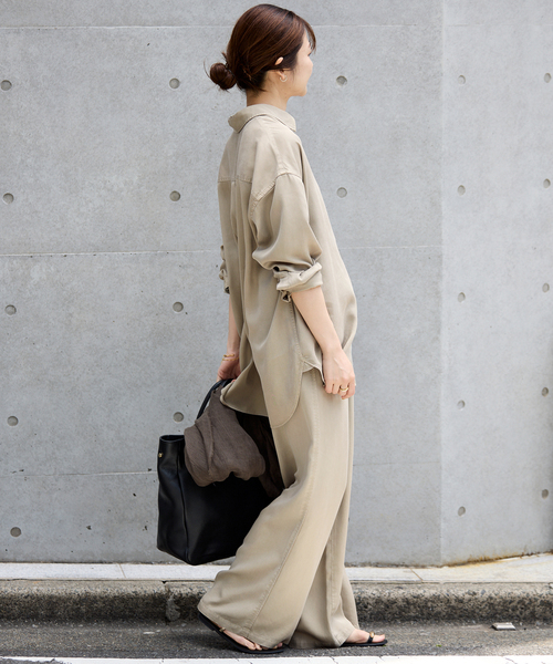 SLOBE IENA 製品染めシャツ　ベージュ セットアップ対応可》製品染めシャツ（シャツ／ブラウス）｜SLOBE IENA