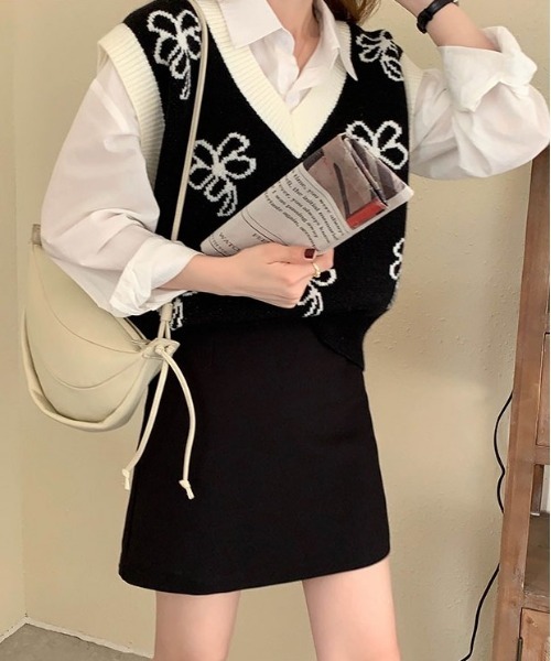 「SONA」 「misssumey」Vネックニット FREE ブラック レディース_画像7