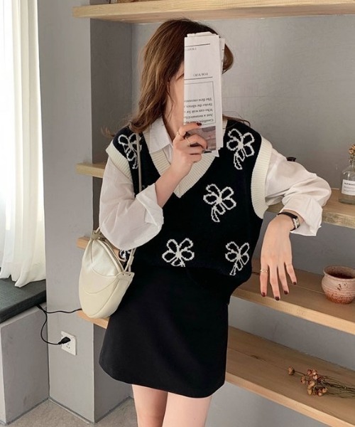 「SONA」 「misssumey」Vネックニット FREE ブラック レディース_画像9