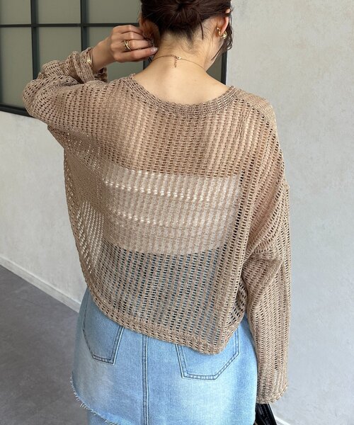 Thevon（ゼヴォン） ニット セーター ショート丈メッシュニット
