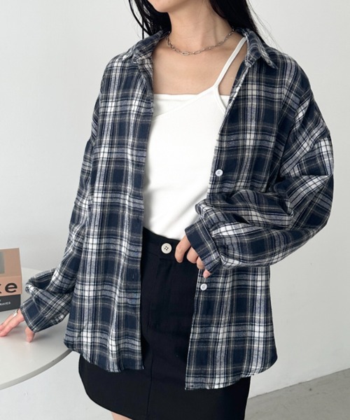 FJÄLL RÄVEN ネルシャツ レディース カナダシャツ 好配色 Lサイズ CLEA ブラウス シャツ ルーズシルエットチェックネルシャツ レディース