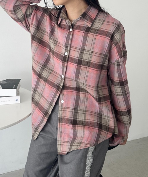 FJÄLL RÄVEN ネルシャツ レディース カナダシャツ 好配色 Lサイズ CLEA ブラウス シャツ ルーズシルエットチェックネルシャツ レディース