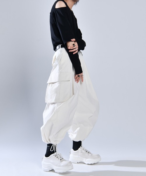 ADRER 「ADRER」 カーゴパンツ LARGE ホワイト×ブラック メンズ