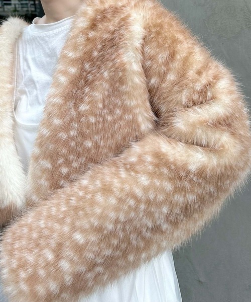 バンビ ファーコート 鹿柄 アウター ジャケット 古着 60's レオパード柄 フェイクファーコート – 古着屋Top of the Hillの