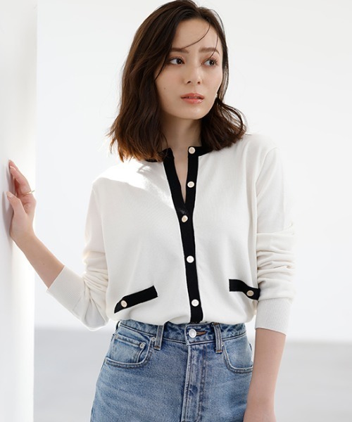 anuans ニットカーディガン　新品未使用 anuans 「anuans」 ニットカーディガン FREE ネイビー レディース