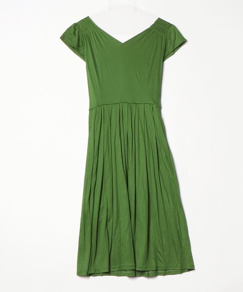 「Sunauna」 半袖ワンピース 38 グリーン レディース_画像2