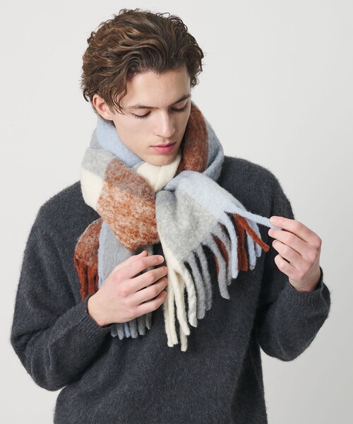 BEAUTY＆YOUTH UNITED ARROWS マフラー ブラッシュド ブロックチェック