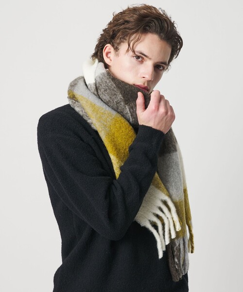 BEAUTY＆YOUTH UNITED ARROWS マフラー ブラッシュド ブロックチェック