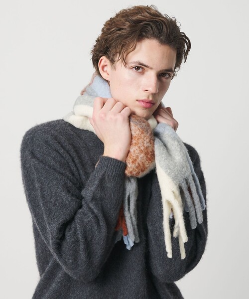 ビューティー＆ユース ユナイテッドアローズ（BEAUTY&YOUTH）/ブラッシュド ブロックチェック マフラー BEAUTY＆YOUTH UNITED ARROWS マフラー ブラッシュド ブロックチェック