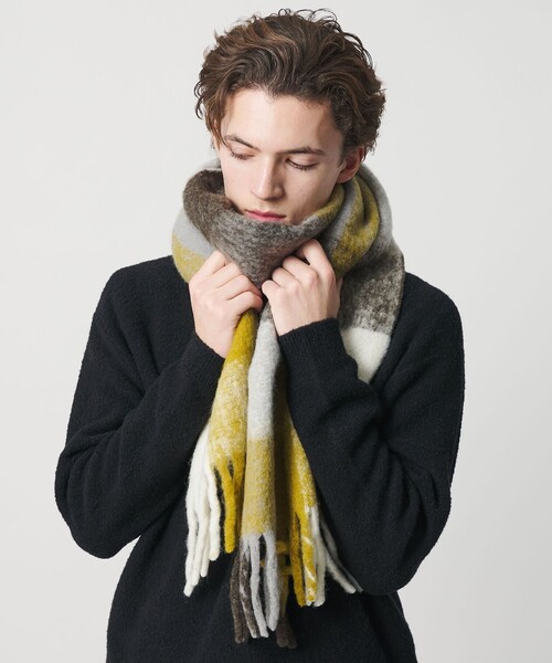 BEAUTY＆YOUTH UNITED ARROWS マフラー ブラッシュド ブロックチェック