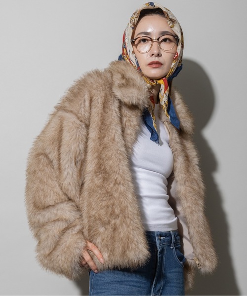 コート アウター リッチファー ショートブルソン レディース