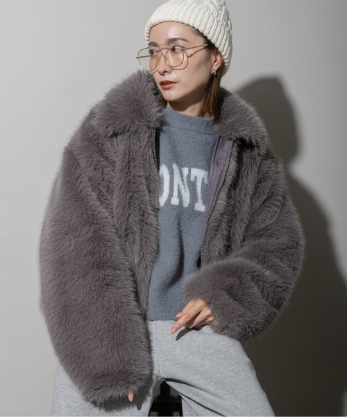 コート アウター リッチファー ショートブルソン レディース